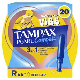Etos Tampax Pearl Compak Regular Tampons Met Inbrenghuls 20 stuks aanbieding