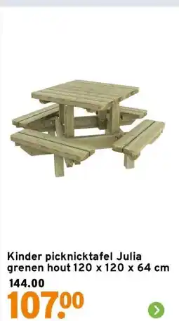 GAMMA Kinder picknicktafel Julia grenen hout 120 x 120 x 64 cm aanbieding