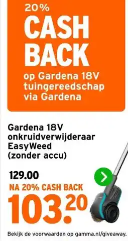 GAMMA Gardena 18V onkruidverwijderaar EasyWeed (zonder accu) aanbieding