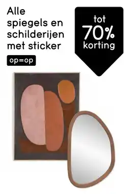Leen Bakker Alle spiegels en schilderijen met sticker aanbieding