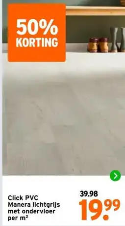 GAMMA Click PVC Manera lichtgrijs met ondervloer aanbieding