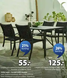 Jysk Vierli tafel aanbieding