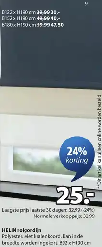 Jysk Helin rolgordijn aanbieding