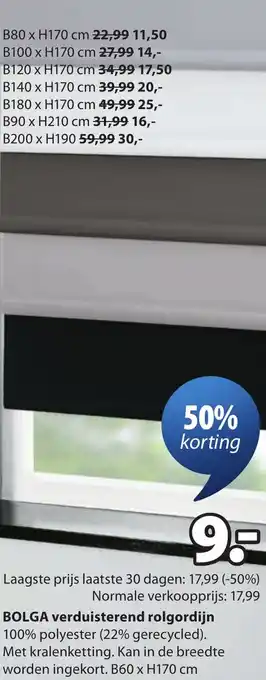 Jysk Bolga verduisterend rolgordijn aanbieding