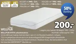 Jysk Wellpur kvita schuimmatras aanbieding