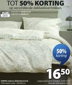 Jysk Sabine satijnen dekbedovertrek aanbieding