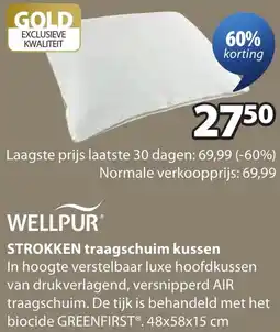 Jysk Wellpur Strokken traagschuim kussen aanbieding