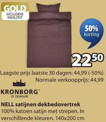 Jysk Kronborg Nell satijnen dekbedovertrek aanbieding