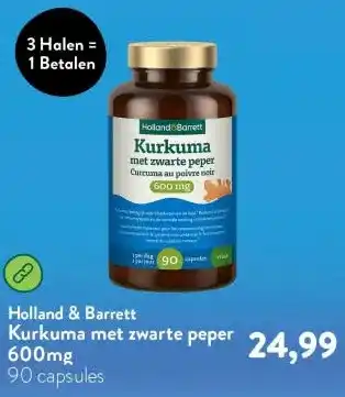 Holland & Barrett Kurkuma met zwarte peper 600mg aanbieding