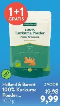 Holland & Barrett 100% Kurkuma Poeder Biologischam aanbieding