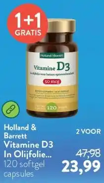 Holland & Barrett Vitamine D3 In Olijfolie 50mcg aanbieding