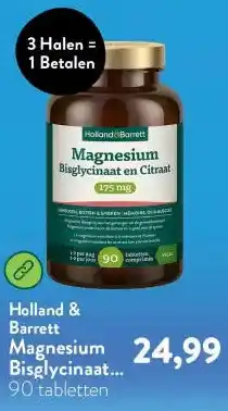 Holland & Barrett Magnesium Bisglycinaat en Citraat 175mg aanbieding
