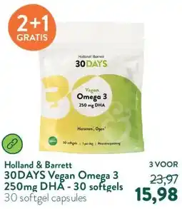 Holland & Barrett 30DAYS Vegan Omega 3 250mg DHA - 30 softgels aanbieding