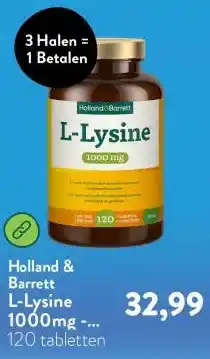 Holland & Barrett L-Lysine 1000mg - 120 tabletten aanbieding