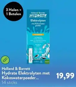 Holland & Barrett Hydrate Elektrolyten met Kokoswaterpoeder Ananassmaak - 14 sticks aanbieding