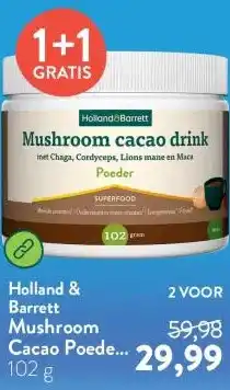 Holland & Barrett Mushroom Cacao Poeder Drink - 102g aanbieding