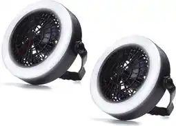 Bol.com Benson Ventilator met LED Verlichting - 2 Stuks - Met Haak Om Te Bevestigen Aan Plafond Of Tent aanbieding