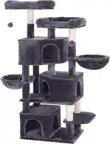 Bol.com Hoppa! Kattenboom groot, met 3 kattengrotten - Rookgrijs - Sisal - 167cm aanbieding