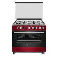 Bol.com Wiggo WO-E969R(RX) Serie 9 - Gasfornuis - Rood Rvs aanbieding