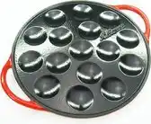 Bol.com Relance - Poffertjesplaat - poffertjespan - 16 poffertjes - gietijzer - glanzend - schaduw-rood aanbieding