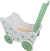 Bol.com Playwood - Houten Poppenwagen wit groen met sterren aanbieding