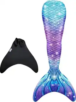 Bol.com The orginal Galaxy zeemeerminstaart maat 134-140 - monovin met voetvakken - zwembril en ketting aanbieding