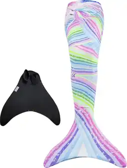Bol.com Unicorn zeemeerminstaart maat 122-128 - monovin met voetvakken - zwembril en ketting aanbieding