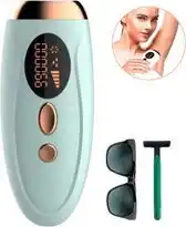 Bol.com IPL Laser Ontharingsapparaat - Incl. beschermingsbril & Scheermes - 5 Standen - Baby blauw aanbieding