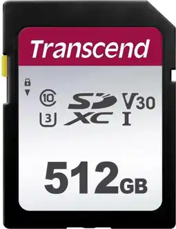Bol.com Transcend Premium 300S SDXC-kaart 512 GB Class 10, UHS-I, UHS-Class 3, v30 Video Speed Class aanbieding
