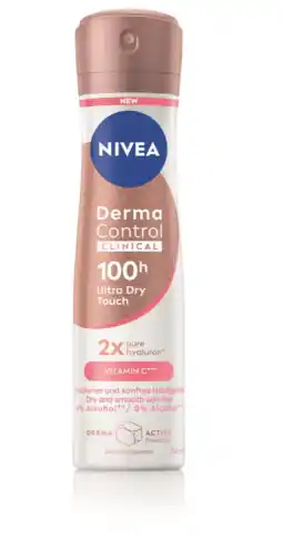 De Online Drogist Nivea Derma Control Clinical 100H Ultra Dry Touch Anti-transpirant Spray 150ML aanbieding