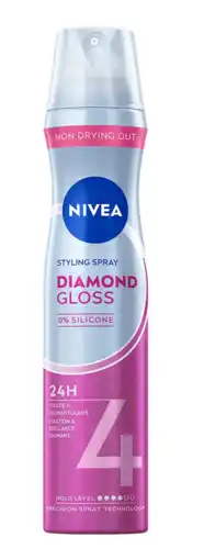 De Online Drogist Nivea Diamond Gloss Styling Spray 250ML aanbieding