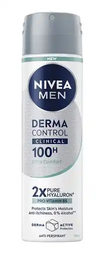 De Online Drogist Nivea Men Derma Control Clinical 100H Ultra Comfort Anti-perspirant Spray 150ML aanbieding