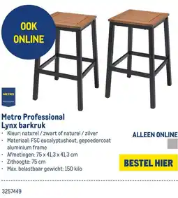 Makro Metro Professional Lynx barkruk aanbieding