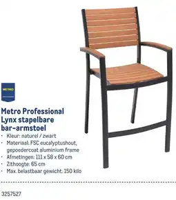 Makro Metro Professional Lynx stapelbare bar-armstoel aanbieding