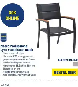 Makro Metro Professional Lynx stapelstoel mesh aanbieding