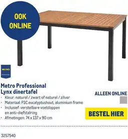 Makro Metro Professional Lynx dinertafel aanbieding