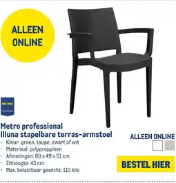 Makro Metro professional Illuna stapelbare terras-armstoel aanbieding