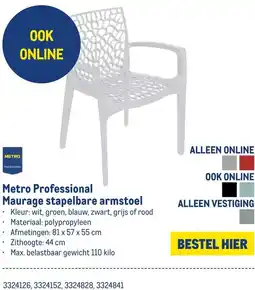 Makro Metro Professional Maurage stapelbare armstoel aanbieding
