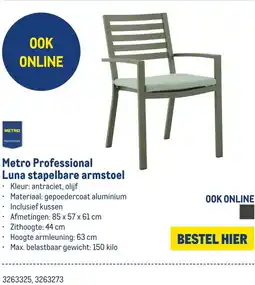 Makro Metro Professional Luna stapelbare armstoel aanbieding
