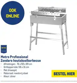 Makro Metro Professional Zondaro houtskoolbarbecue aanbieding