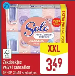 ALDI Solo Zakdoekjes Velvet Sensation aanbieding