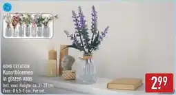 ALDI Home creation Kunstbloemen in glazen vaas aanbieding