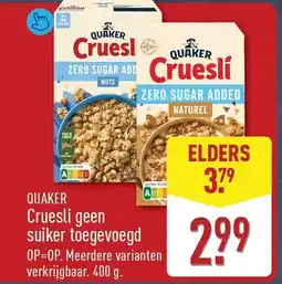 ALDI Quaker Cruesli geen suiker toegevoegd aanbieding