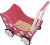 Bol.com Playwood - Houten Poppenwagen roze met stippen aanbieding