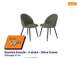 Action Stoelen bouclé - 2 stuks - Olive Green aanbieding