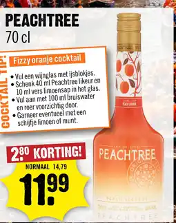 Dirck 3 Peachtree The Original Peach Liqueur 70 cl aanbieding