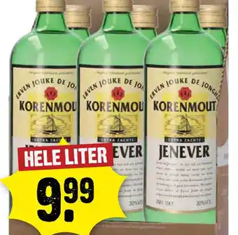 Dirck 3 Jouke de Jonghe Korenmout Jenever HELE LITER aanbieding