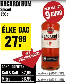 Dirck 3 Bacardi Spiced Rum 150 cl aanbieding