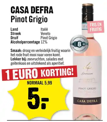 Dirck 3 Casa Defra Pinot Grigio Rose 75 cl aanbieding