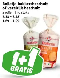 Poiesz Bolletje Bakkersbeschuit of Vezelrijk Beschuit aanbieding